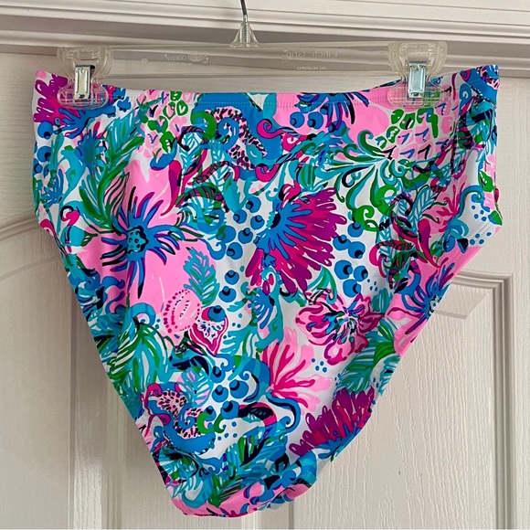 NWT Lilly Pulitzer Yarrow High-Waisted Bikini Bottom in size 12 - Picture 2 of 3
